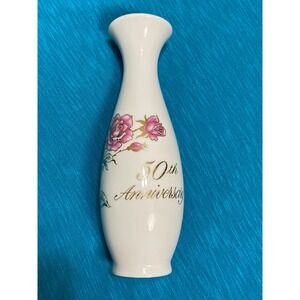 Treasure Masters 50th Anniversary Bud Vase Romance Rose Collection Japan 7.5"